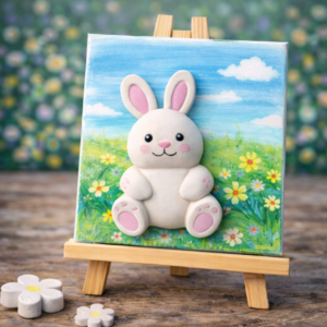 Tableau de lapin en platre plâtre sur toile - 21 mars