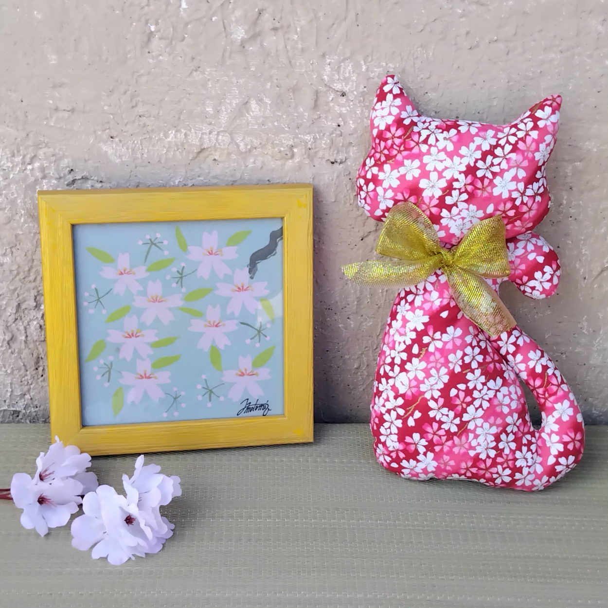 Coussin Chat Cerisiers Hanami – Image 2